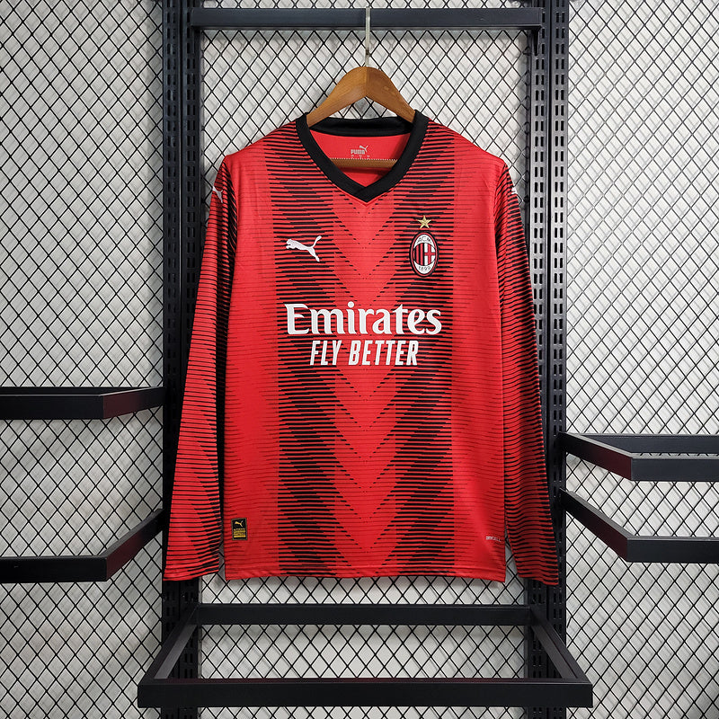 Camisa Ac de Milan Titular 23/24 - Puma Torcedor Manga Longa