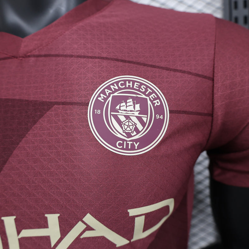 Camisa Manchester City Third Away 24/25 - Puma Versão Jogador - Vinho - Lançamento