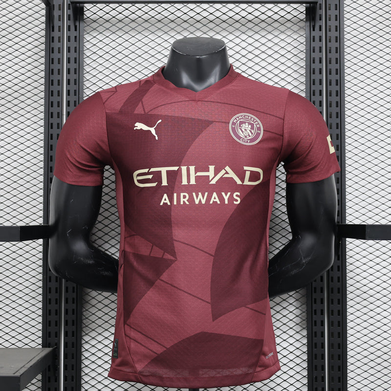 Camisa Manchester City Third Away 24/25 - Puma Versão Jogador - Vinho - Lançamento