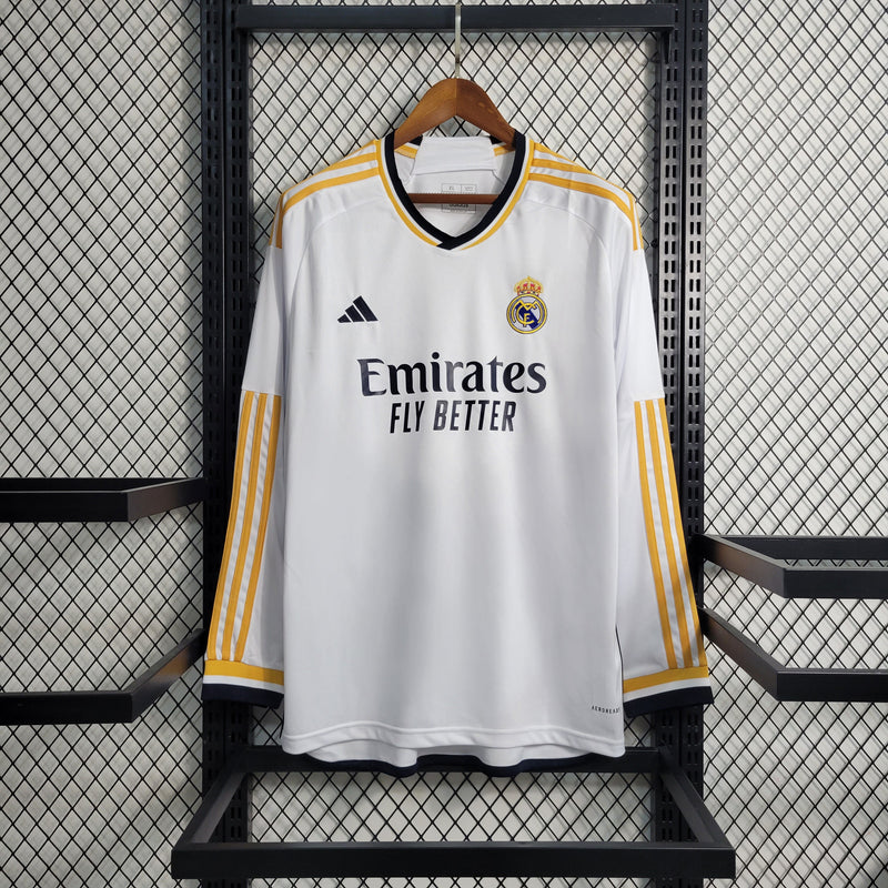 Camisa Real Madrid Home Manga comprida 23/24 - Adidas Torcedor Masculina