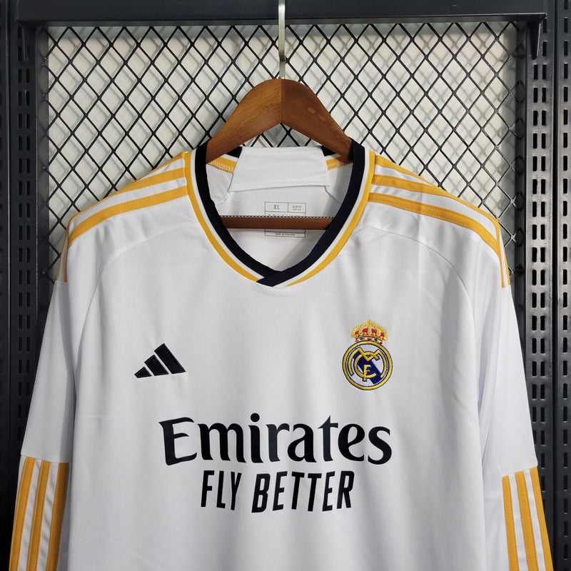 Camisa Real Madrid Home Manga comprida 23/24 - Adidas Torcedor Masculina