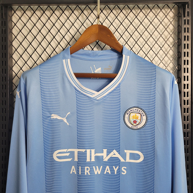 Camisa Manchester City Titular 23/24 - Puma Torcedor Manga Longa