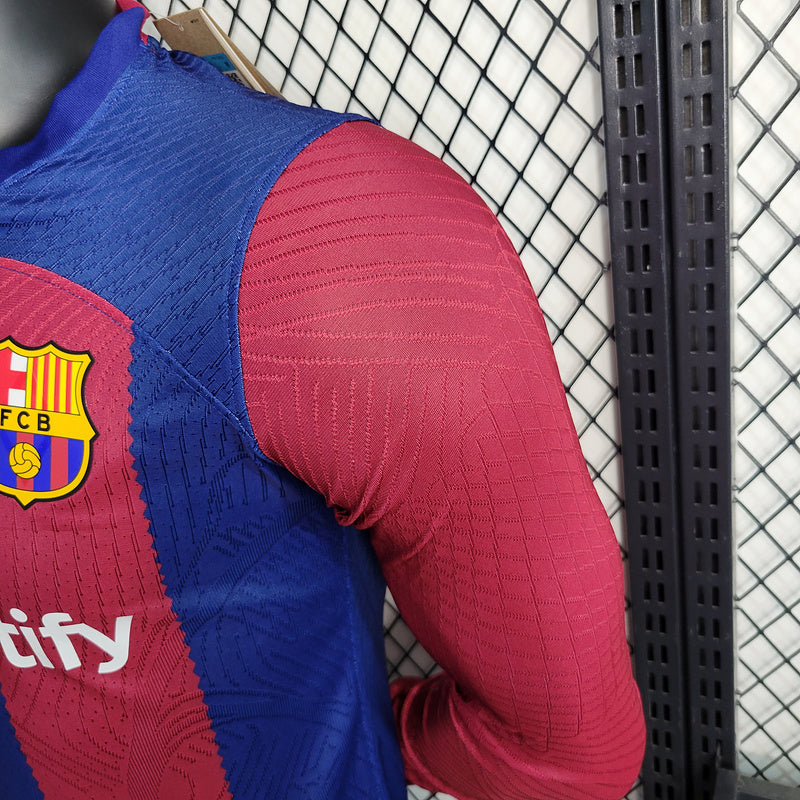 Camisa Barcelona Home 24/25 - Versão Jogador Manga Longa - Nike