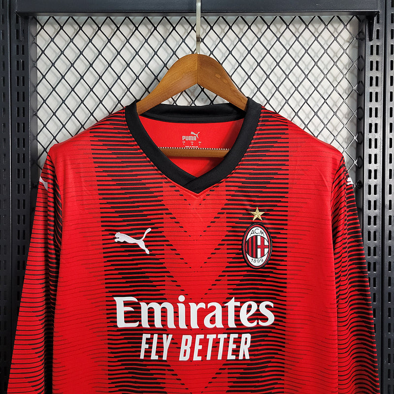 Camisa Ac de Milan Titular 23/24 - Puma Torcedor Manga Longa