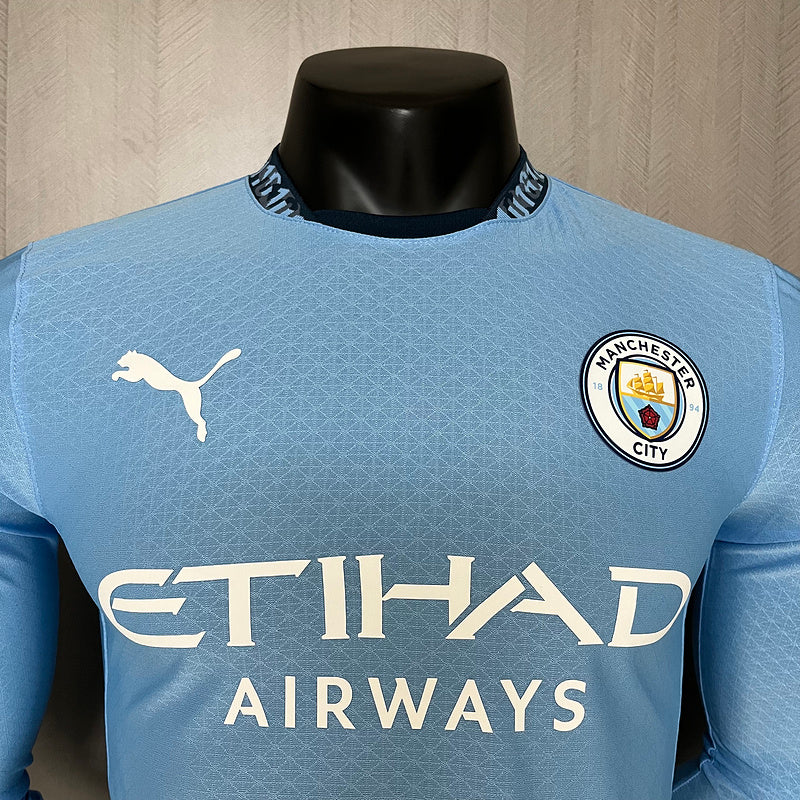 Camisa Manchester City Titular 24/25 - Versão Jogador Manga Longa - Azuk