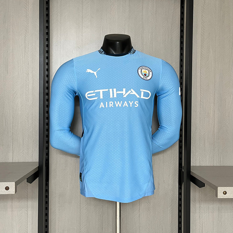 Camisa Manchester City Titular 24/25 - Versão Jogador Manga Longa - Azuk