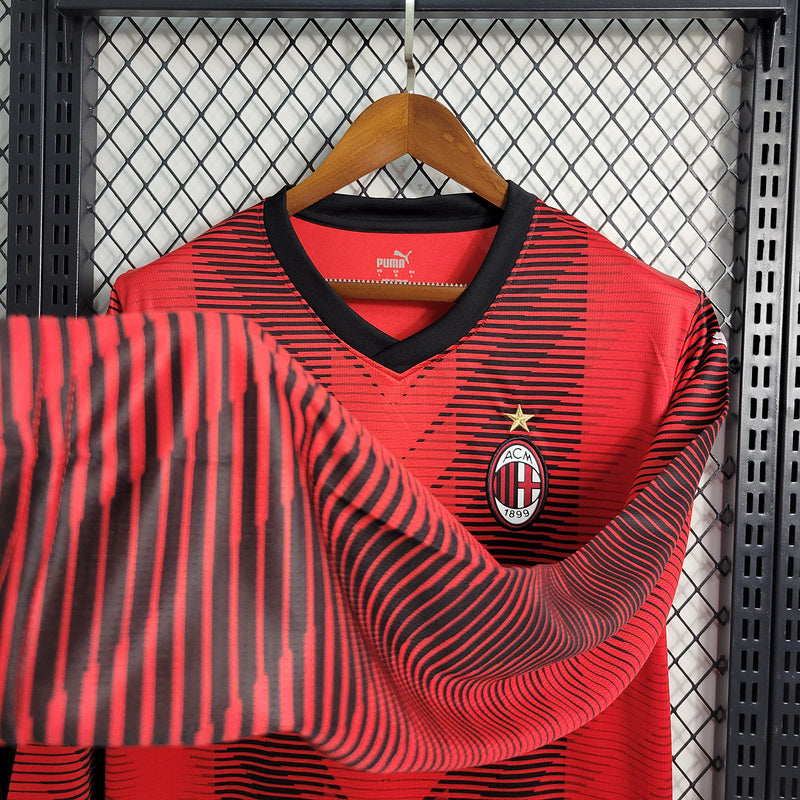 Camisa Ac de Milan Titular 23/24 - Puma Torcedor Manga Longa