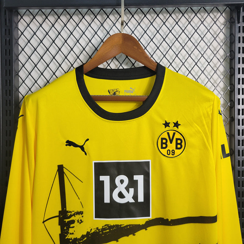 Camisa Borússia Dortmund Titular 23/24 - Puma Torcedor Manga Longa