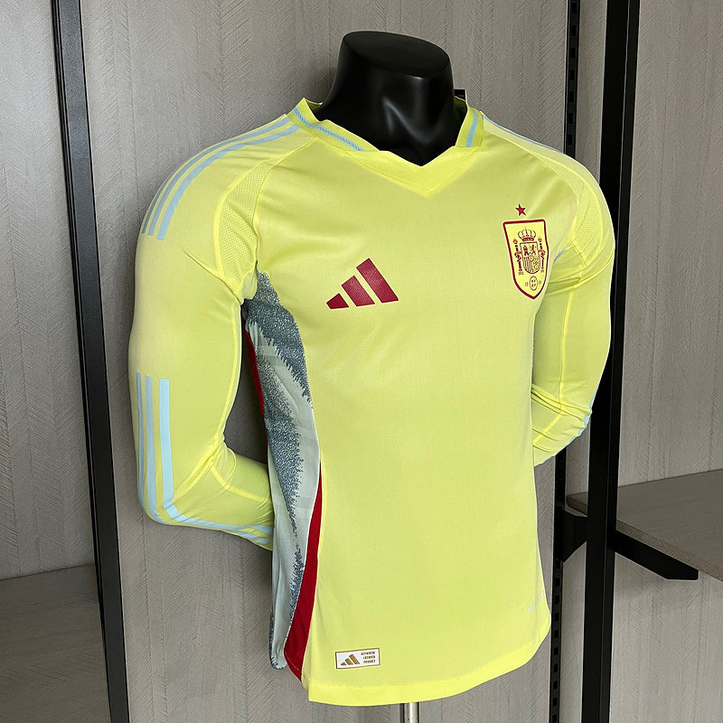 Camisa Espanha 24/25 - Versão Jogador Manga Longa - Amarelo