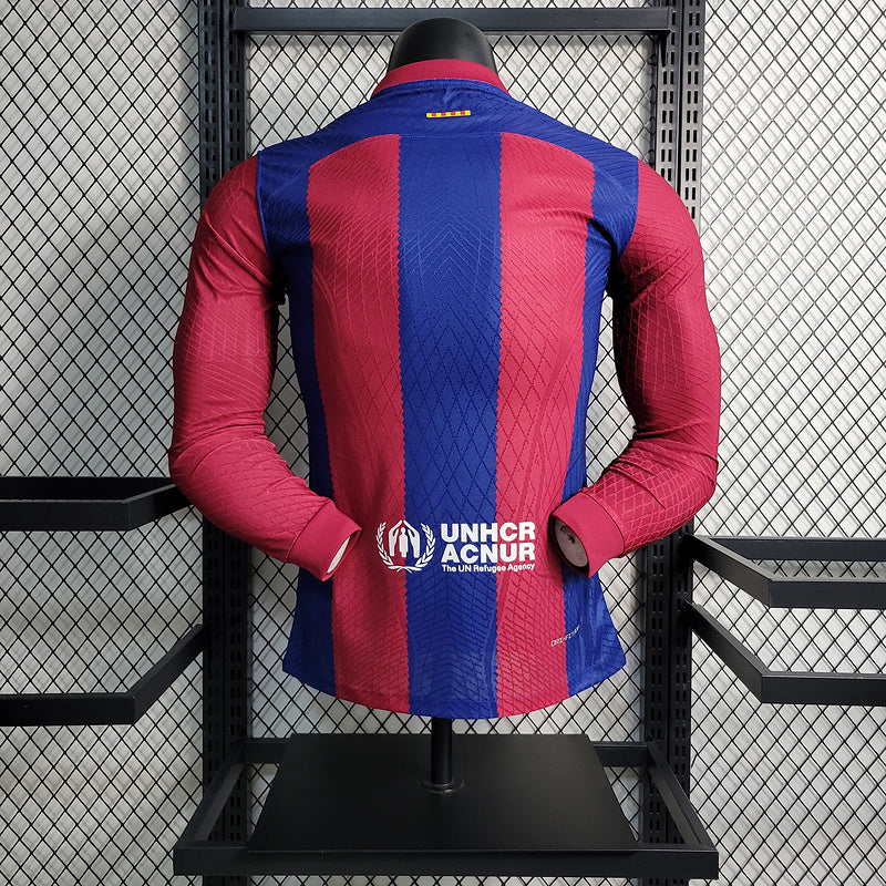 Camisa Barcelona Home 24/25 - Versão Jogador Manga Longa - Nike